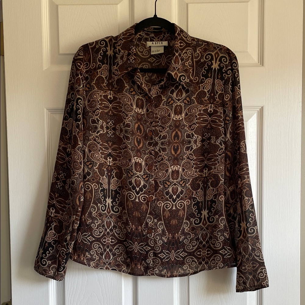 A. Byer Patterned Long Sleeve Blouse